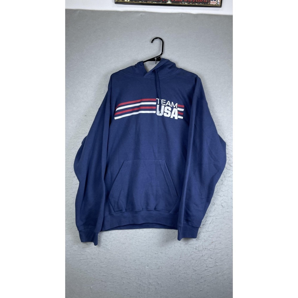 Team USA Hoodie Sweatshirt Mens Medium Blue Olympics‎ Pullover Team Apparel
